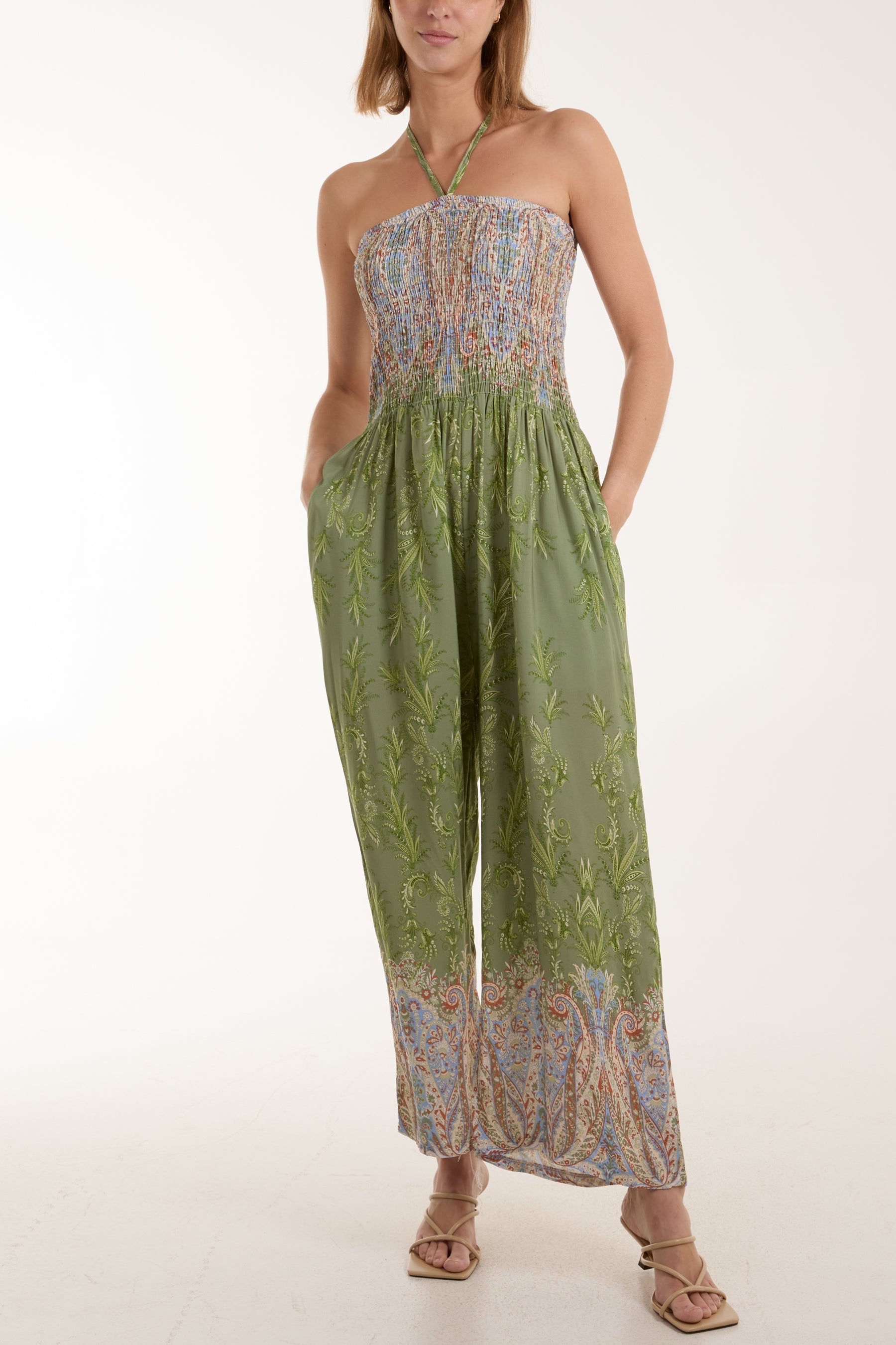 Black Floral Shirred Bandeau Jumpsuit For Women ONE SIZE - Dropwear