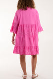 Broderie Anglaise Smock Shirt Dress For Women  - Dropwear