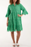 Broderie Anglaise Smock Shirt Dress For Women  - Dropwear