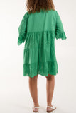 Broderie Anglaise Smock Shirt Dress For Women  - Dropwear