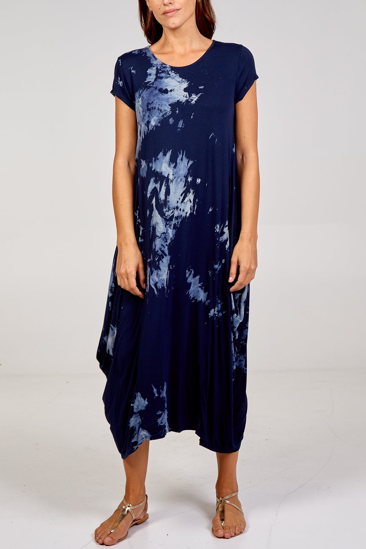 Cap Sleeve Tie Dye Parachute Dress For Women  - Dropwear