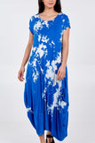 Black Cap Sleeve Tie Dye Parachute Dress For Women ONE SIZE - Dropwear
