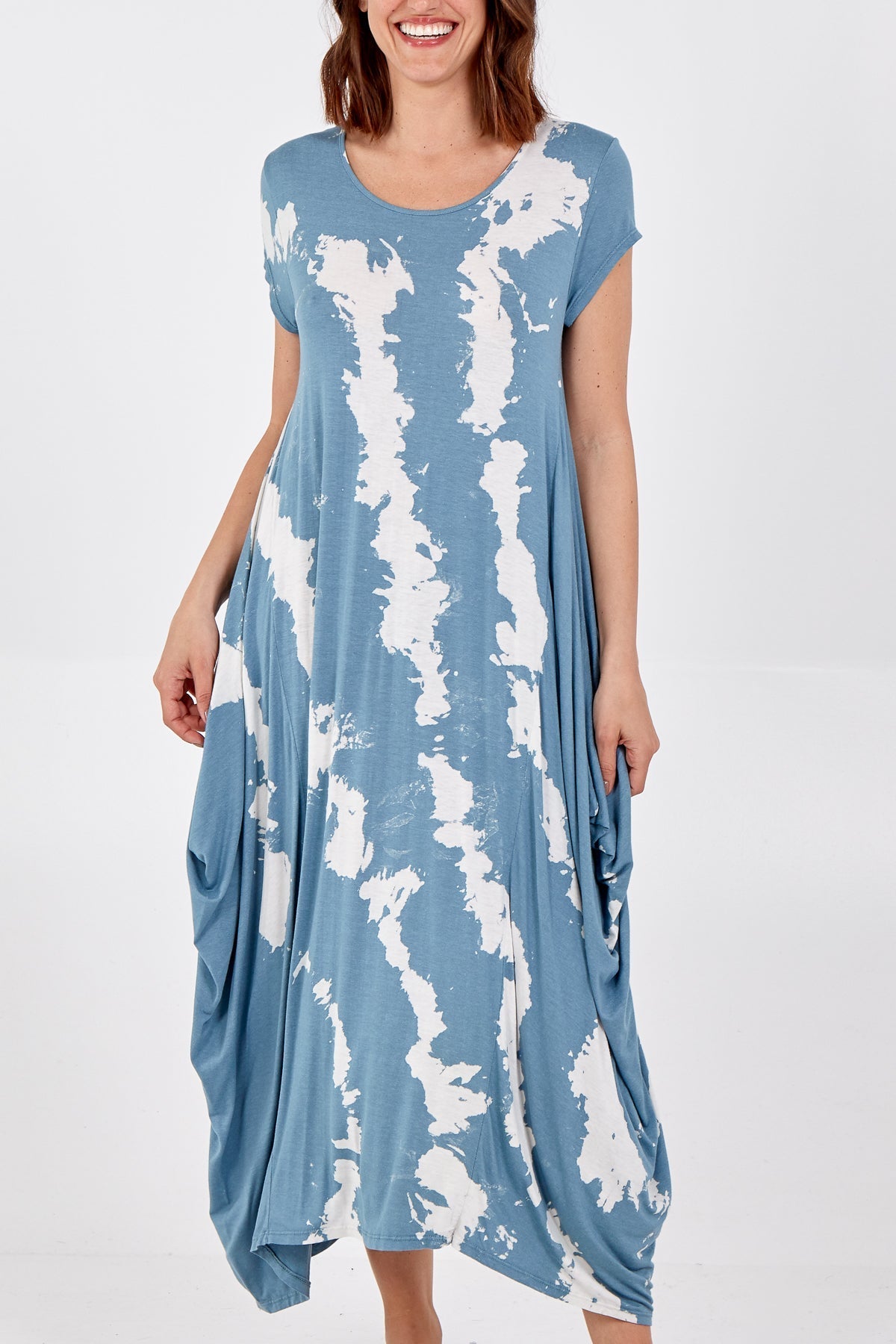 Cap Sleeve Tie Dye Parachute Dress For Women  - Dropwear
