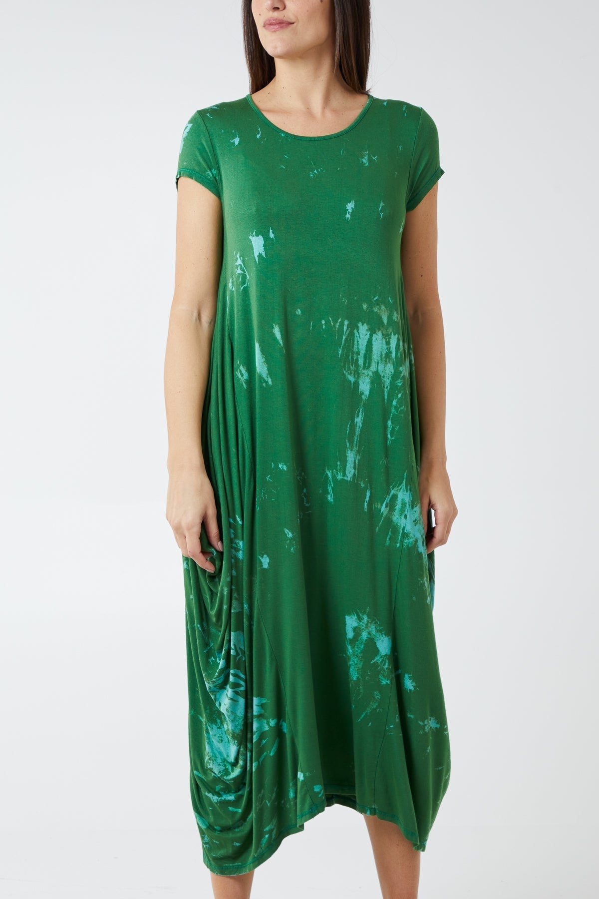 Cap Sleeve Tie Dye Parachute Dress For Women  - Dropwear