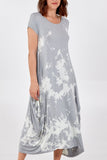 Khaki Cap Sleeve Tie Dye Parachute Dress For Women ONE SIZE - Dropwear
