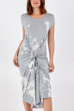 Grey Cap Sleeve Tie Dye Parachute Dress For Women ONE SIZE - Dropwear