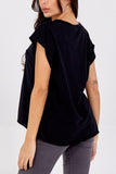 Bubblegum Pink Cap Sleeve High Low Rolled Edge Top For Women ONE SIZE - Dropwear