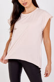 Cap Sleeve High Low Rolled Edge Top For Women  - Dropwear