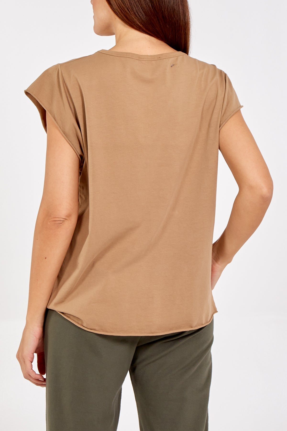 Cap Sleeve High Low Rolled Edge Top For Women  - Dropwear