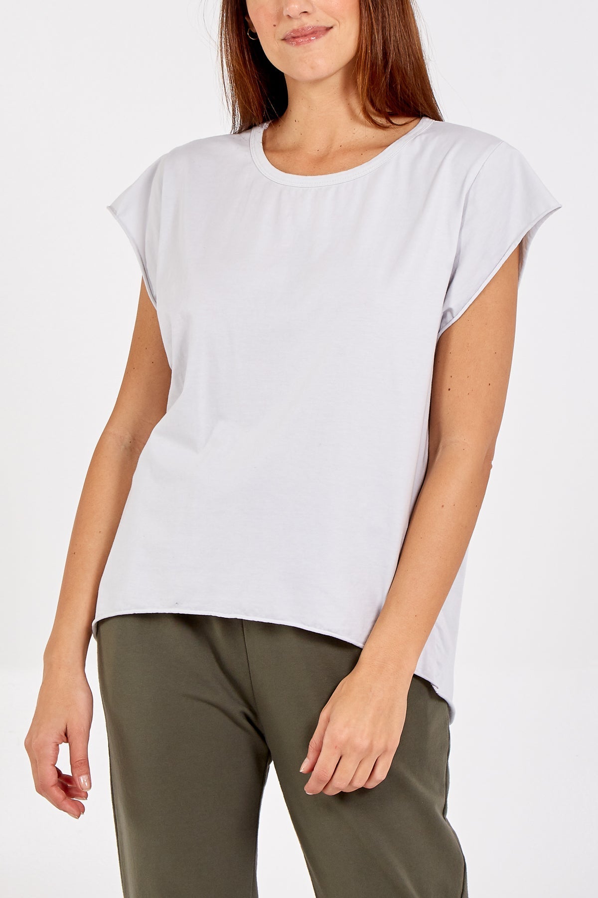 Cap Sleeve High Low Rolled Edge Top For Women  - Dropwear