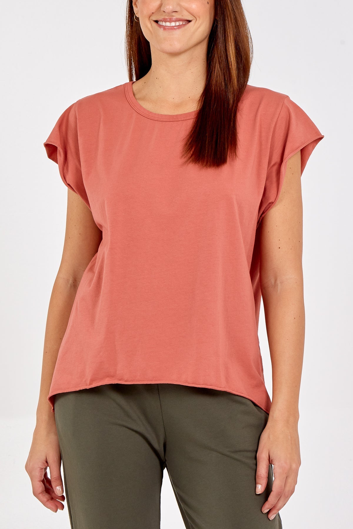 Cap Sleeve High Low Rolled Edge Top For Women  - Dropwear