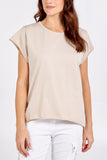 White Pattern Cap Sleeve High Low Rolled Edge Top For Women ONE SIZE - Dropwear