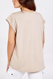 Mid Grey Cap Sleeve High Low Rolled Edge Top For Women ONE SIZE - Dropwear