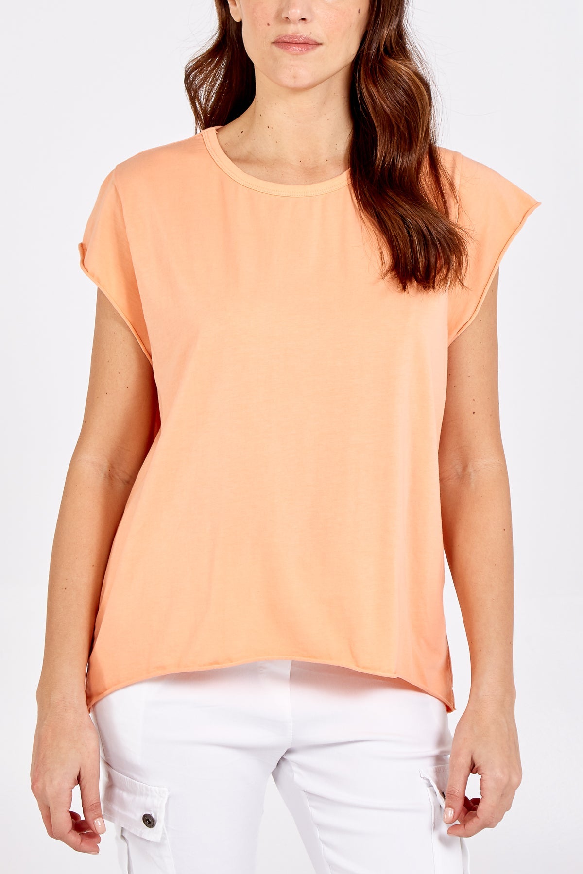 Cap Sleeve High Low Rolled Edge Top For Women  - Dropwear