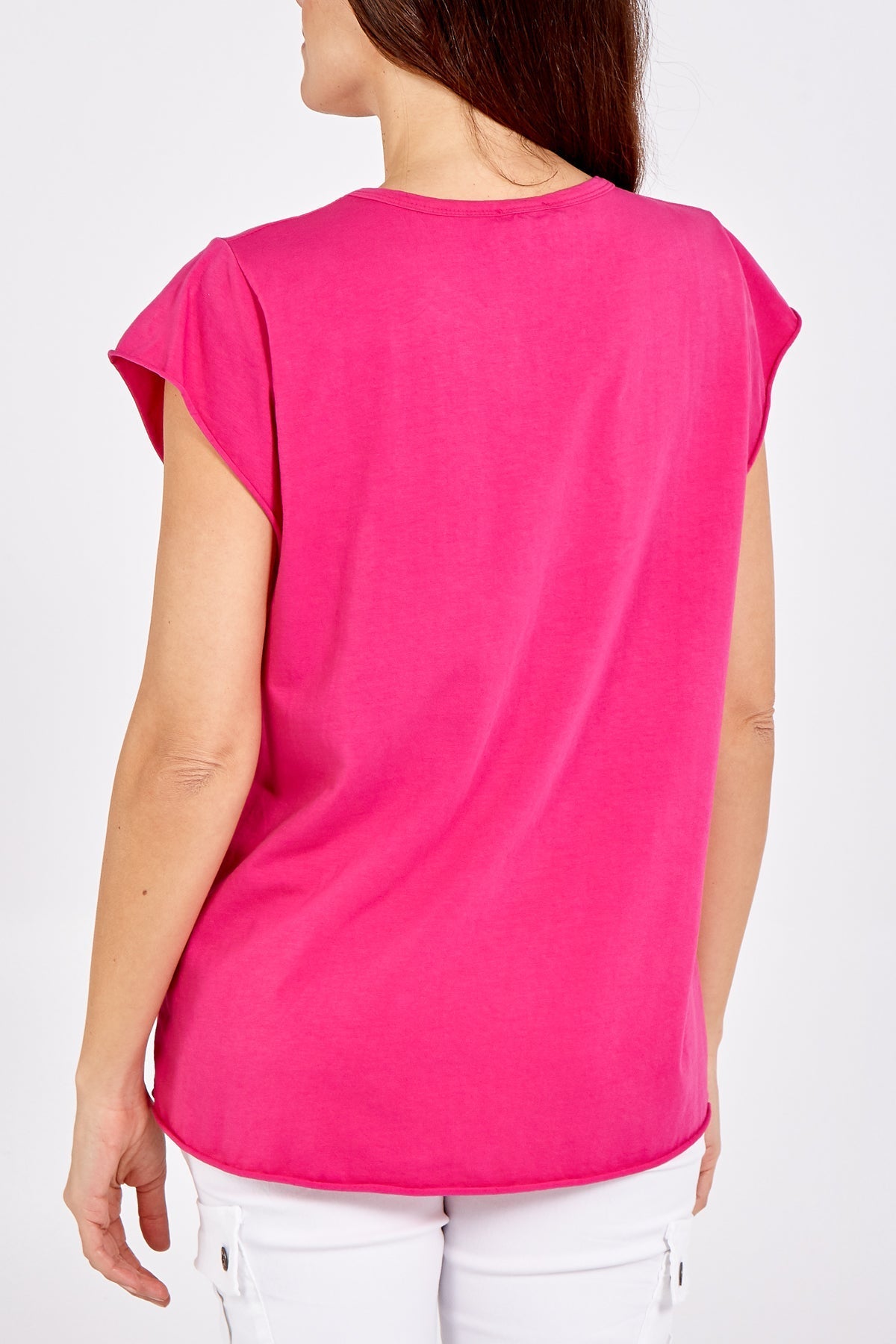 Cap Sleeve High Low Rolled Edge Top For Women  - Dropwear
