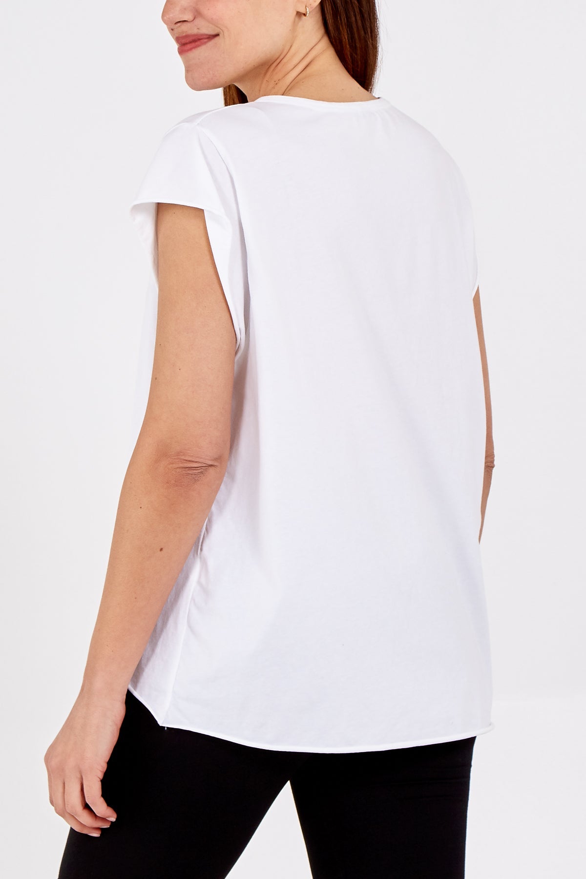 Cap Sleeve High Low Rolled Edge Top For Women  - Dropwear