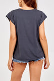 Light Grey Cap Sleeve High Low Rolled Edge Top For Women ONE SIZE - Dropwear