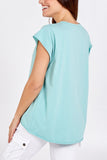 Khaki Cap Sleeve High Low Rolled Edge Top For Women ONE SIZE - Dropwear