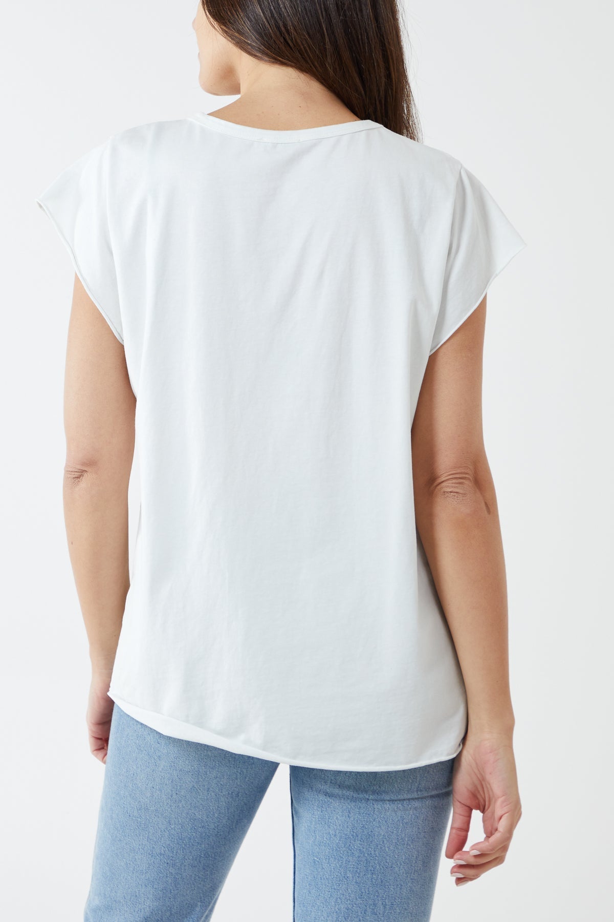 Cap Sleeve High Low Rolled Edge Top For Women  - Dropwear