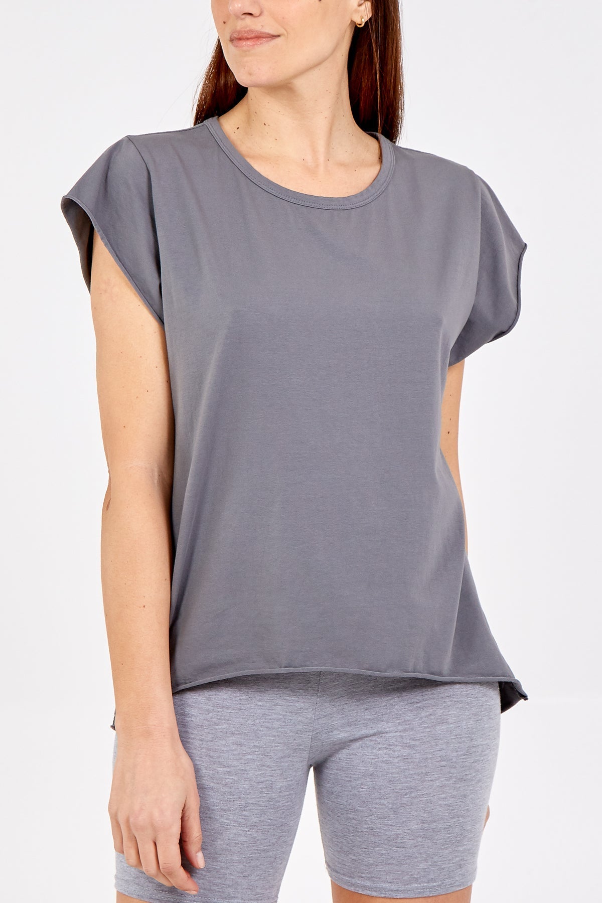 Mint Cap Sleeve High Low Rolled Edge Top For Women ONE SIZE - Dropwear