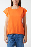 Cap Sleeve High Low Rolled Edge Top For Women  - Dropwear