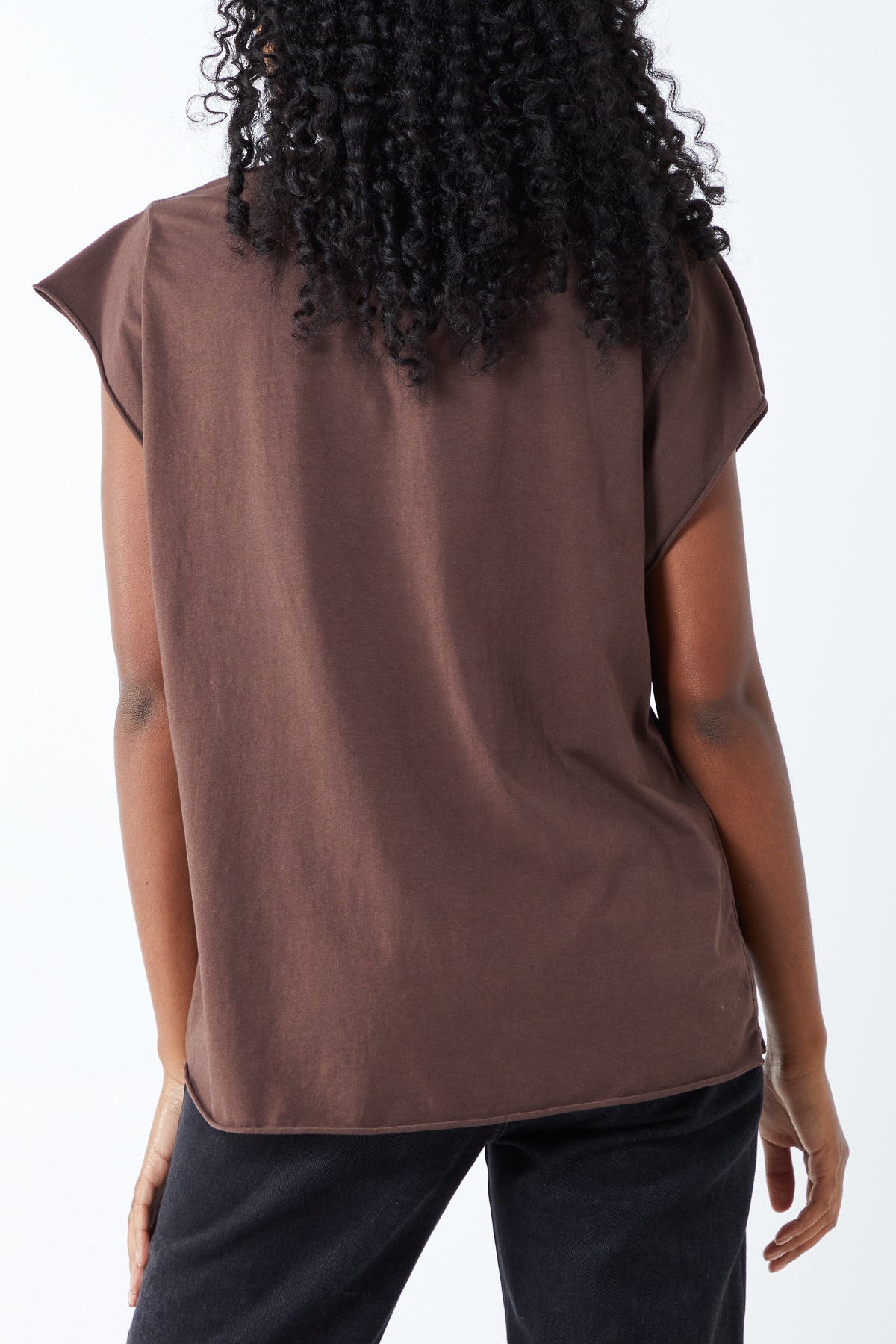 Cap Sleeve High Low Rolled Edge Top For Women  - Dropwear