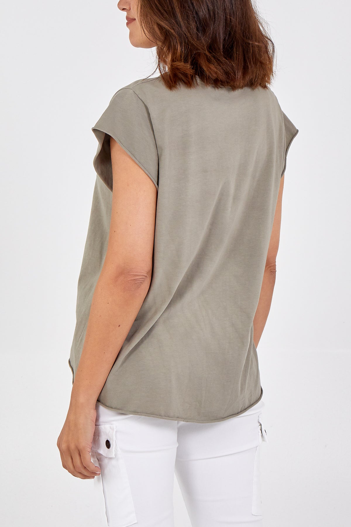 Cap Sleeve High Low Rolled Edge Top For Women  - Dropwear