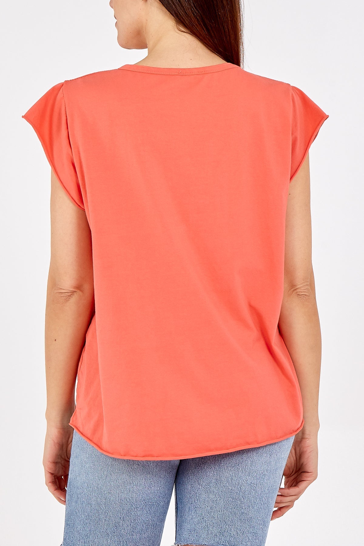 Cap Sleeve High Low Rolled Edge Top For Women  - Dropwear