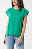 Cap Sleeve High Low Rolled Edge Top For Women  - Dropwear