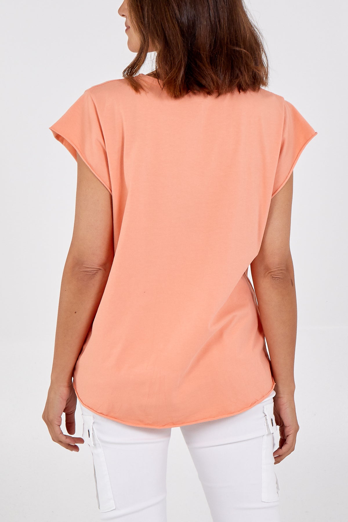 Cap Sleeve High Low Rolled Edge Top For Women  - Dropwear