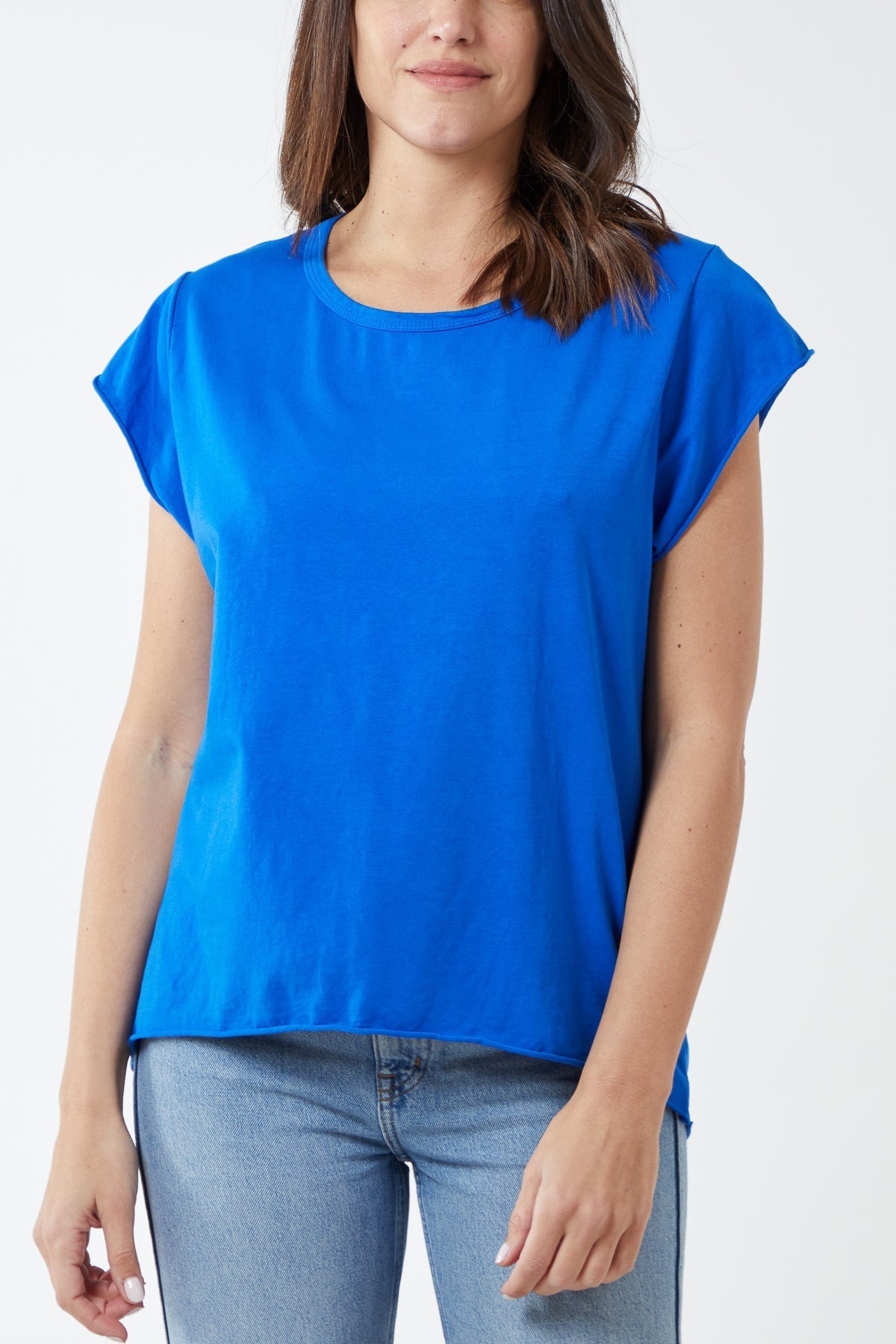 Cap Sleeve High Low Rolled Edge Top For Women  - Dropwear