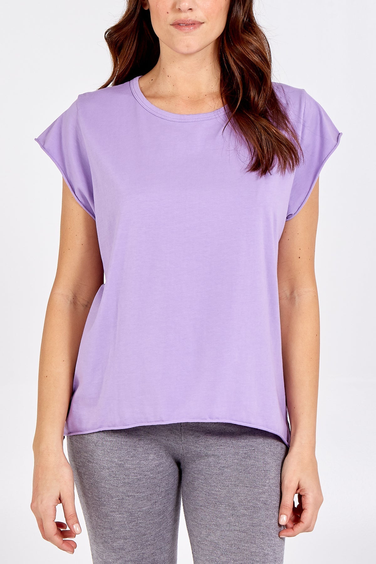 Cap Sleeve High Low Rolled Edge Top For Women  - Dropwear