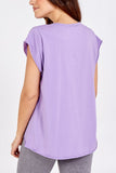 Cap Sleeve High Low Rolled Edge Top For Women  - Dropwear