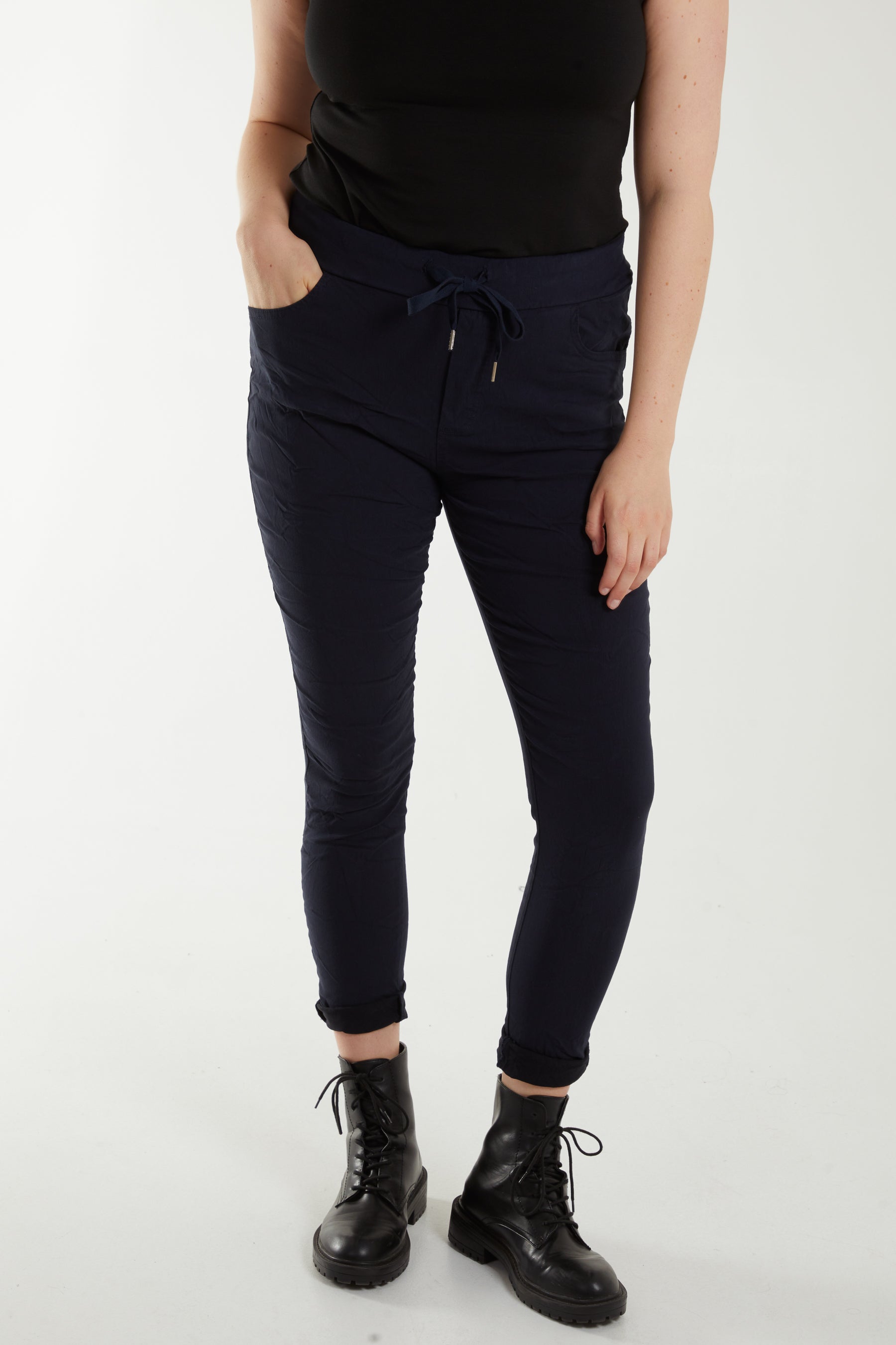 Camel Magic Drawstring Pockets Crushed Trouser For Women ONE SIZE - Dropwear