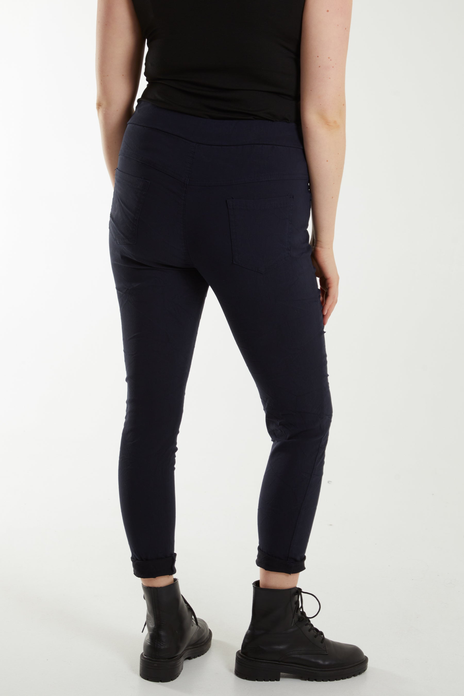 Slate Magic Drawstring Pockets Crushed Trouser For Women ONE SIZE - Dropwear