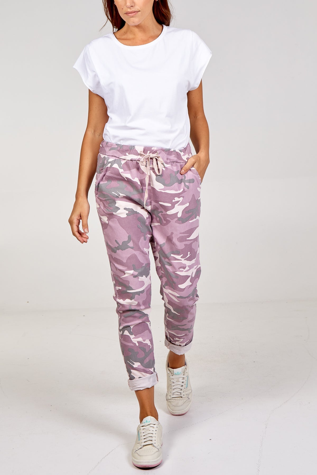 Dark Grey Magic Super Stretch Camouflage Print Trousers For Women ONE SIZE - Dropwear