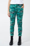 Royal Blue Magic Super Stretch Camouflage Print Trousers For Women ONE SIZE - Dropwear