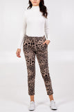 Royal Blue Magic Super Stretch Leopard Print Trousers For Women ONE SIZE - Dropwear