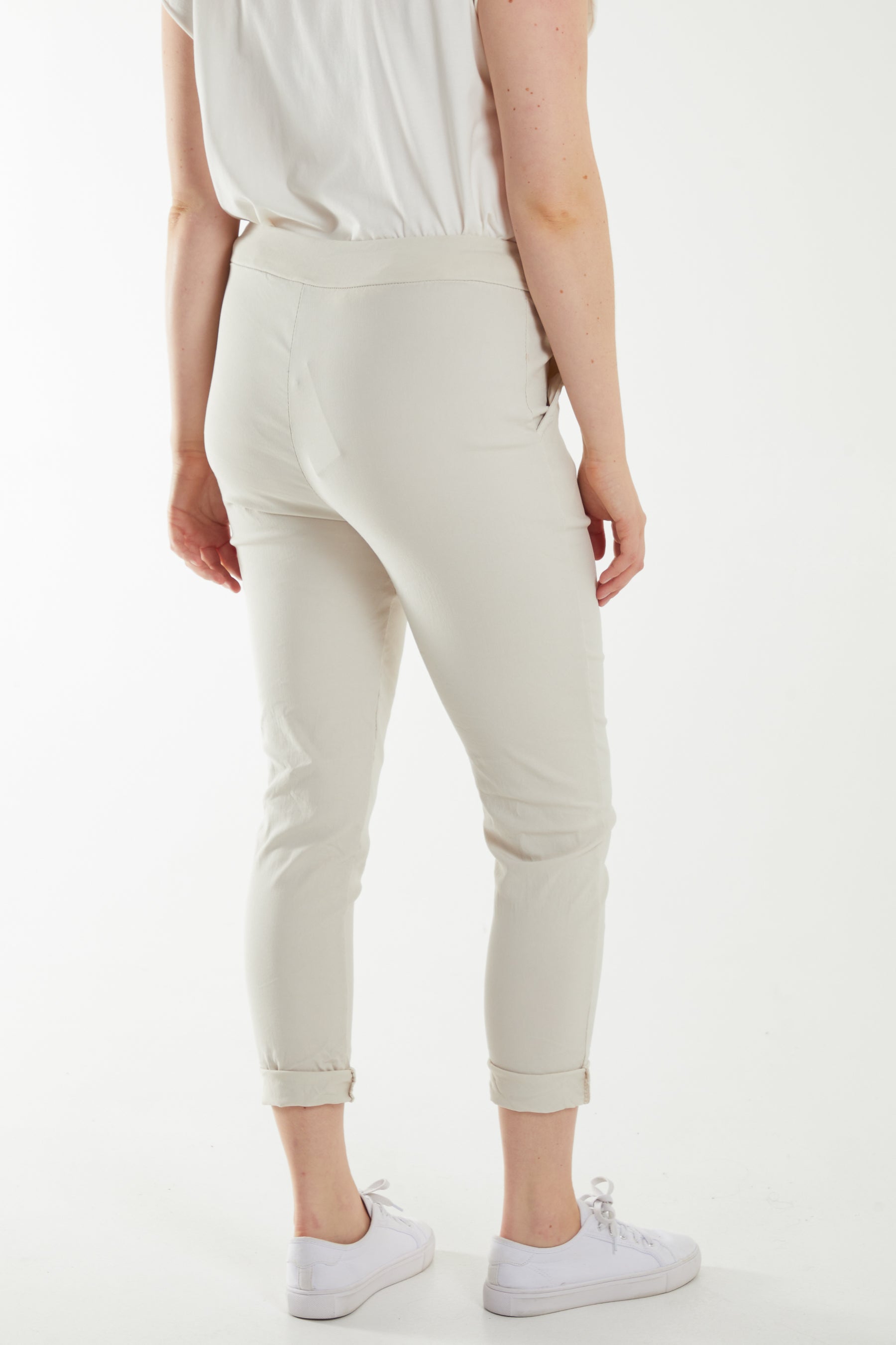 Navy Magic Plain Super Stretch Crushed Trousers For Women ONE SIZE - Dropwear