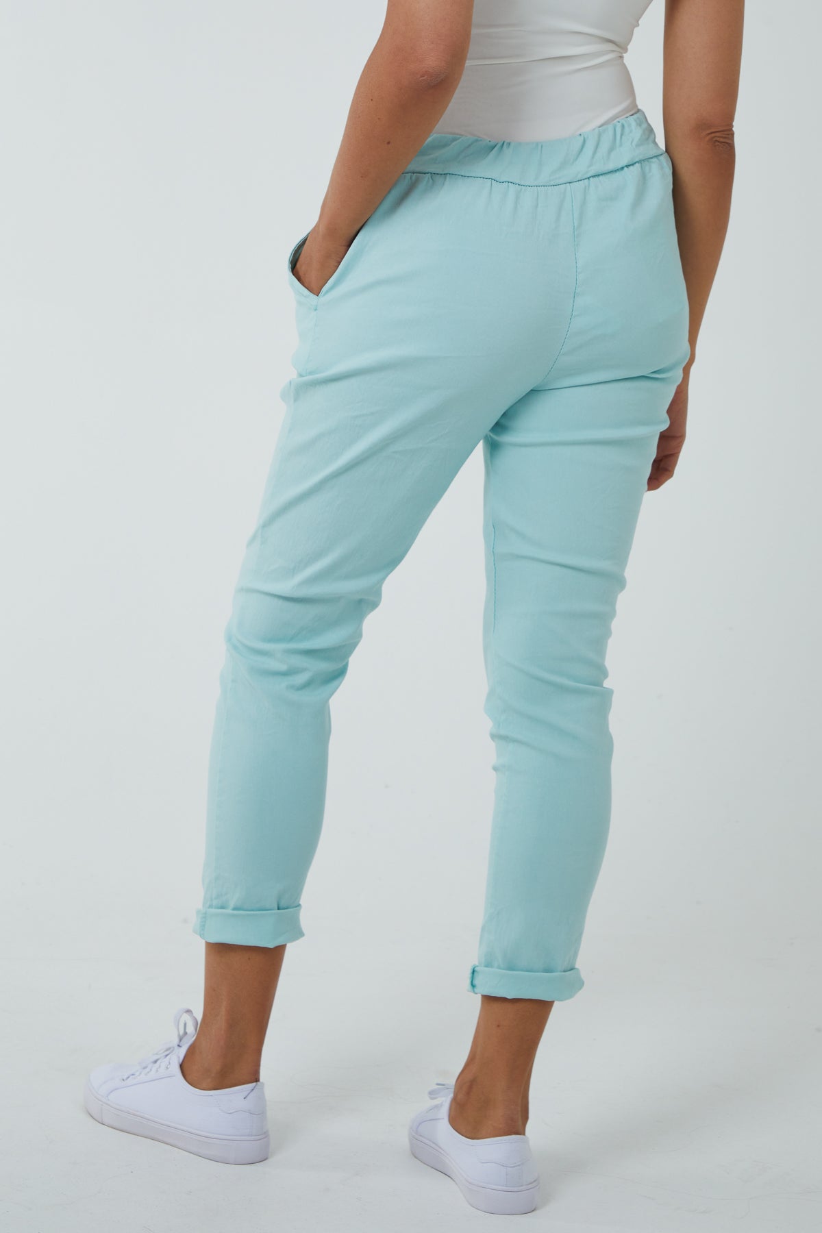 Pink Magic Plain Super Stretch Crushed Trousers For Women ONE SIZE - Dropwear