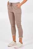 Light Grey Magic Plain Super Stretch Crushed Trousers For Women ONE SIZE - Dropwear