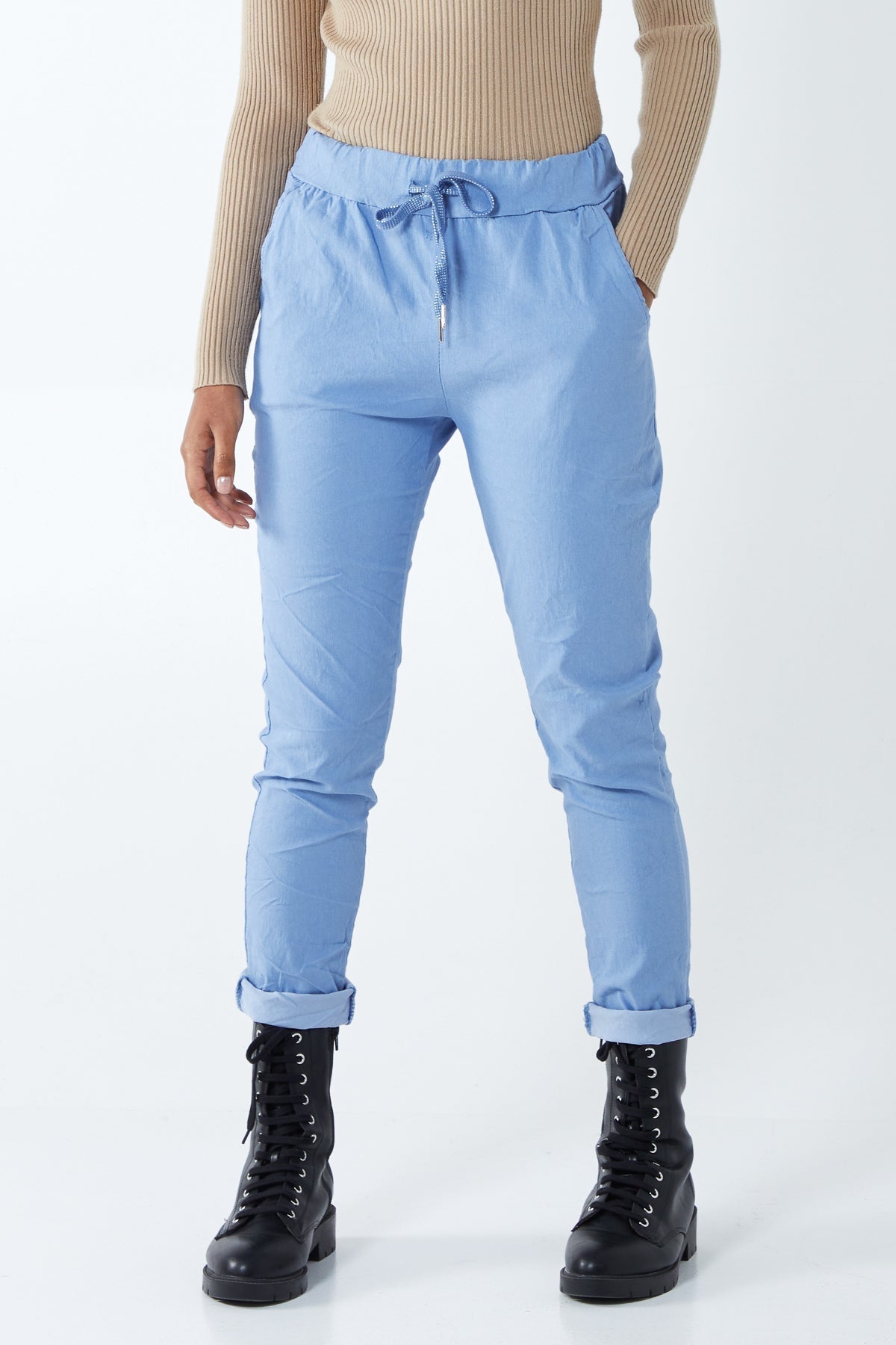 Magic Plain Super Stretch Crushed Trousers For Women  - Dropwear