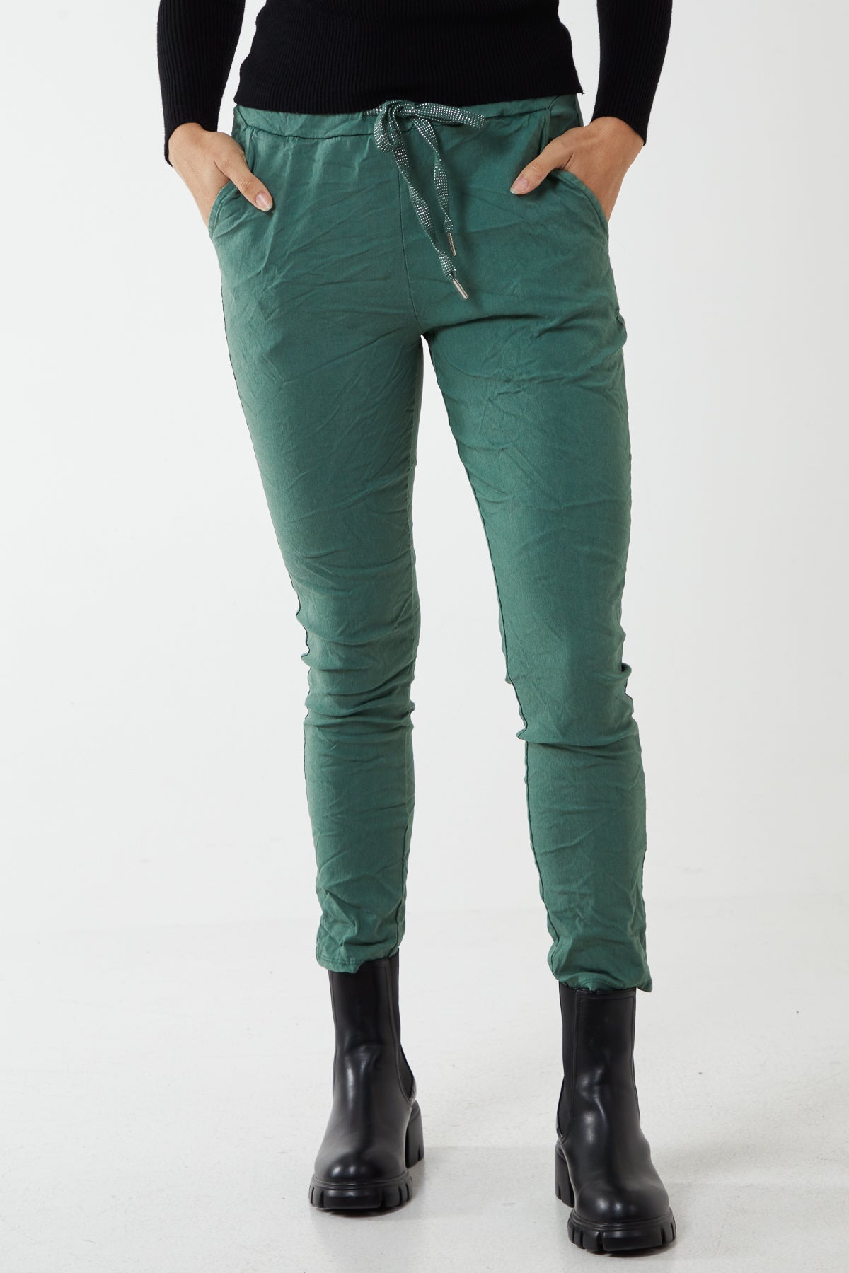 Magic Plain Super Stretch Crushed Trousers For Women  - Dropwear