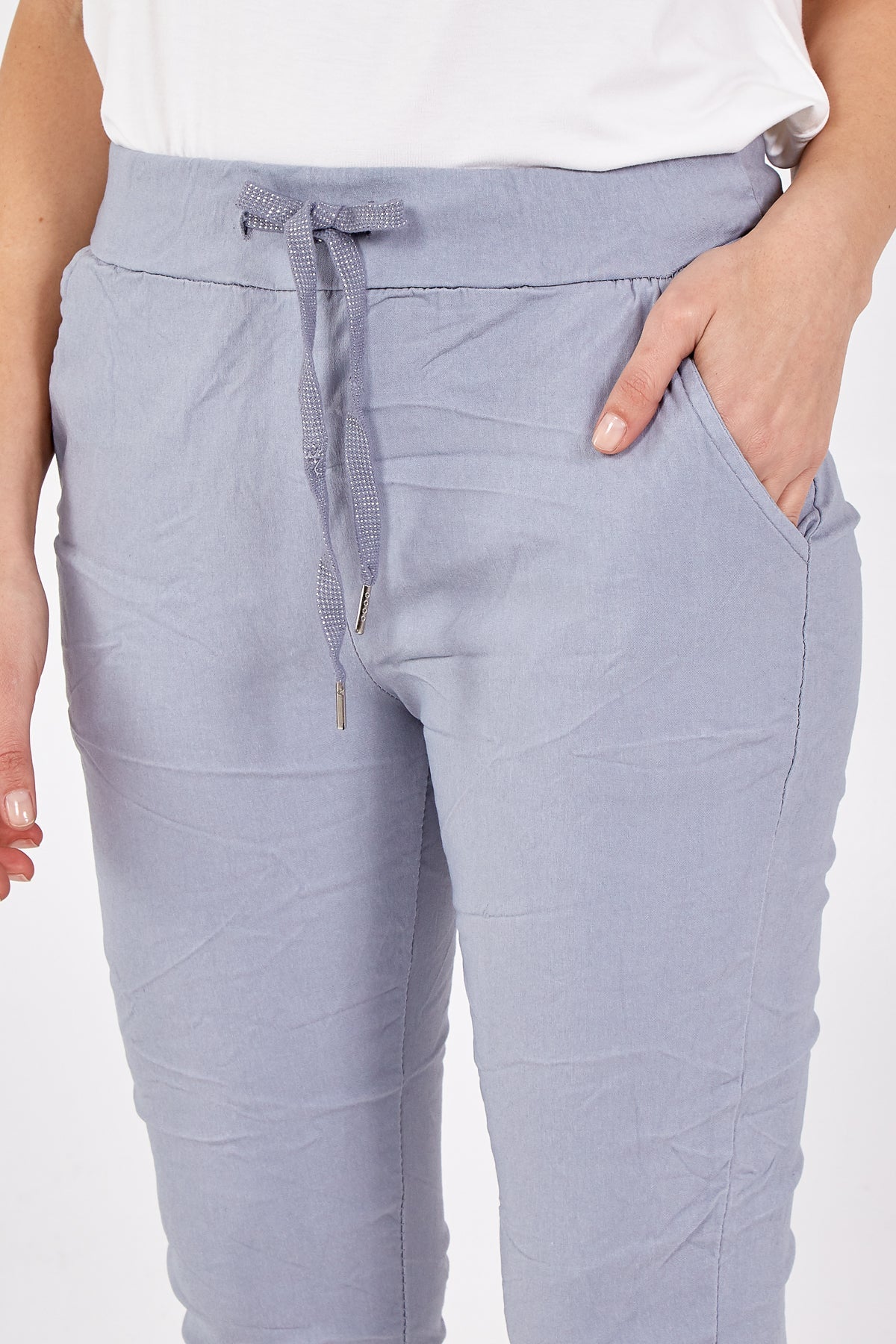 Denim Magic Plain Super Stretch Crushed Trousers For Women ONE SIZE - Dropwear