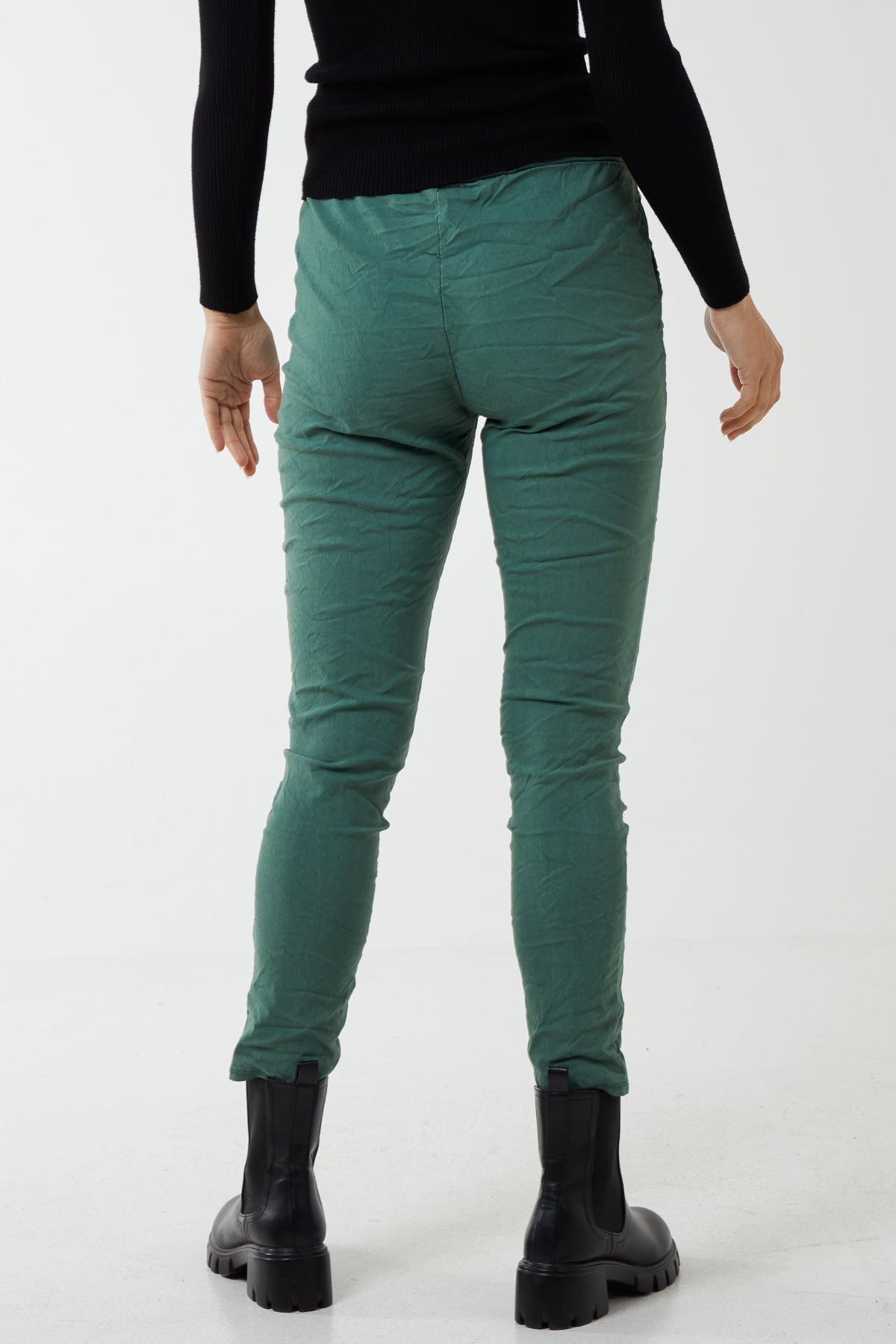 Sky Blue Magic Plain Super Stretch Crushed Trousers For Women ONE SIZE - Dropwear