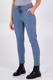 Khaki Magic Plain Super Stretch Crushed Trousers For Women ONE SIZE - Dropwear