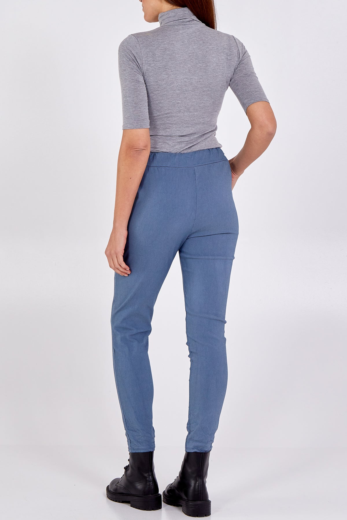 Light Khaki Magic Plain Super Stretch Crushed Trousers For Women ONE SIZE - Dropwear
