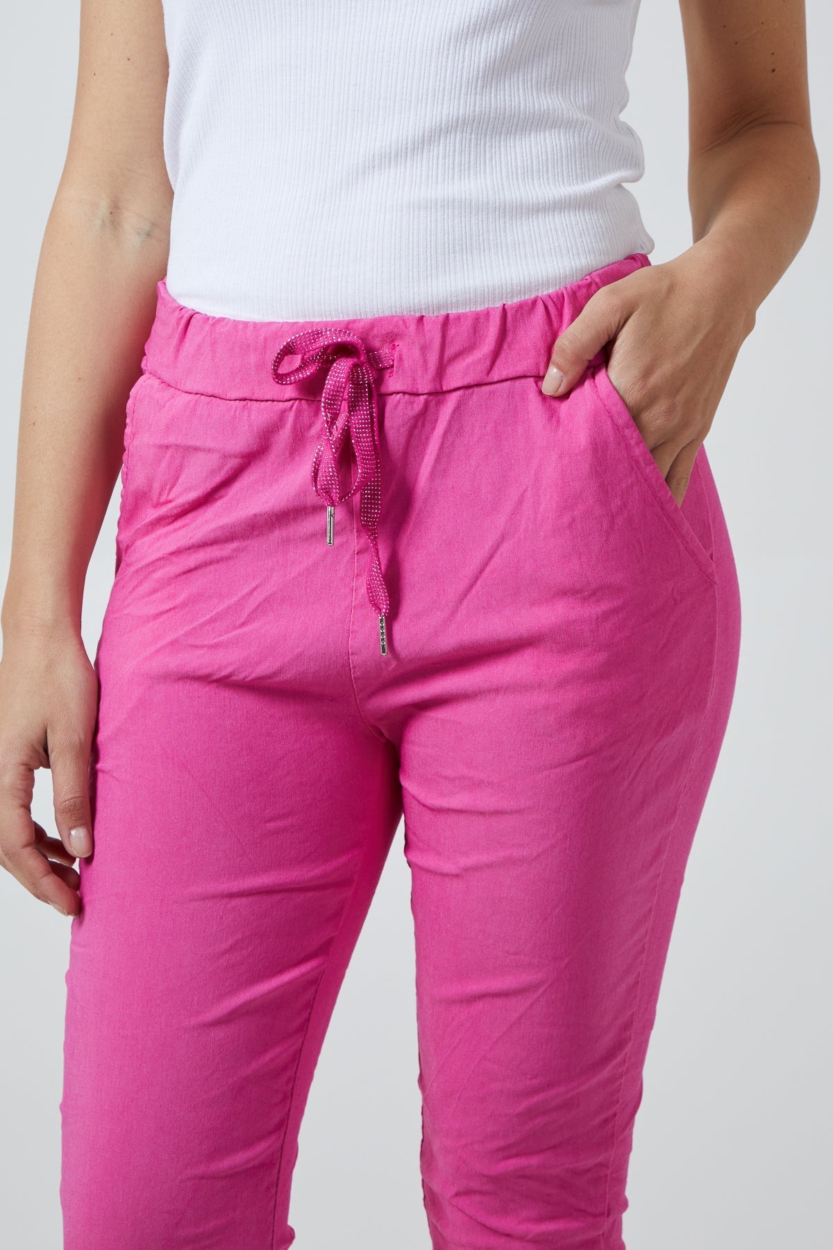 Bottle Green Magic Plain Super Stretch Crushed Trousers For Women ONE SIZE - Dropwear