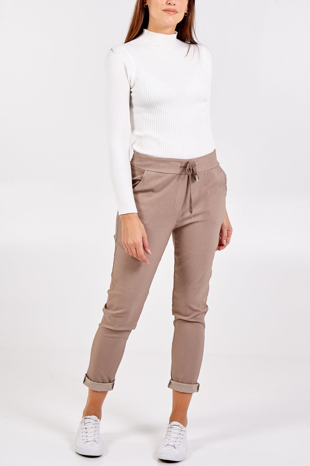 Light Grey Magic Plain Smart Non-Crush Trouser For Women ONE SIZE - Dropwear