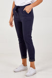 Navy Magic Plain Smart Non-Crush Trouser For Women ONE SIZE - Dropwear